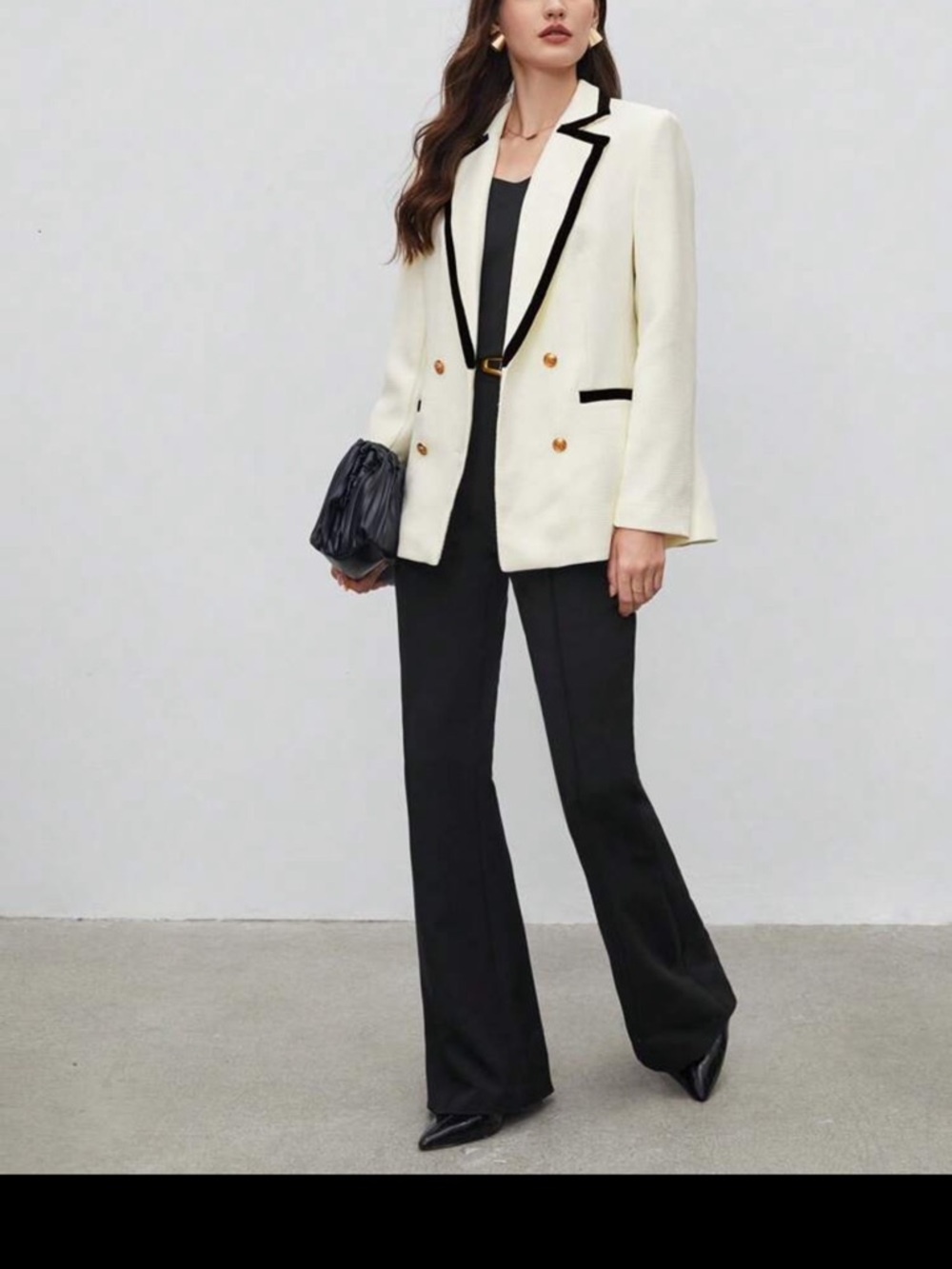 Cream Blazer with Black Trim